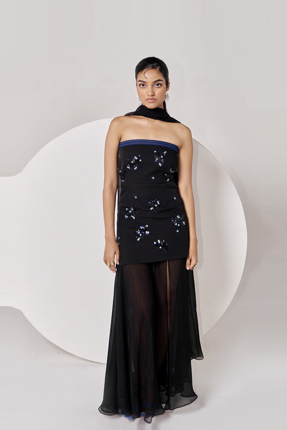 Off Shoulder Organza Slit Dress