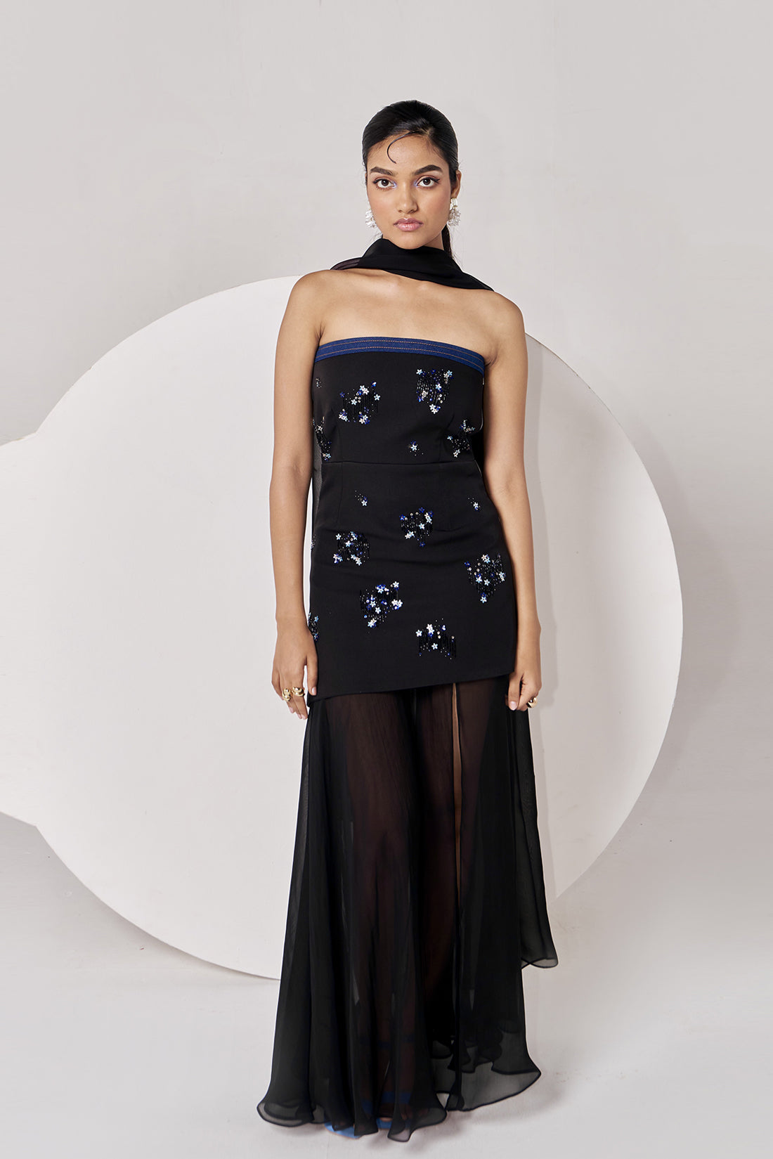Off Shoulder Organza Slit Dress