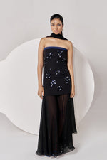 Off Shoulder Organza Slit Dress