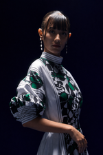WHITE GREEN ROSE ELVY DRESS