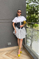 White Stripe Chanel Dress